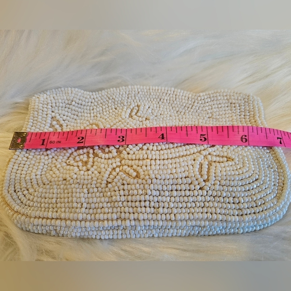 Bags By Debbie Vintage Handmade Beaded White Clutch - Picture 9 of 9